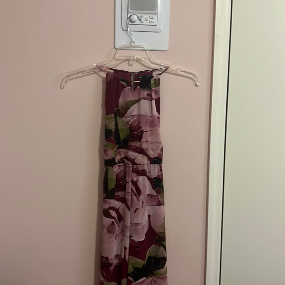 Purple floral jumpsuit with Ribbon belt detail